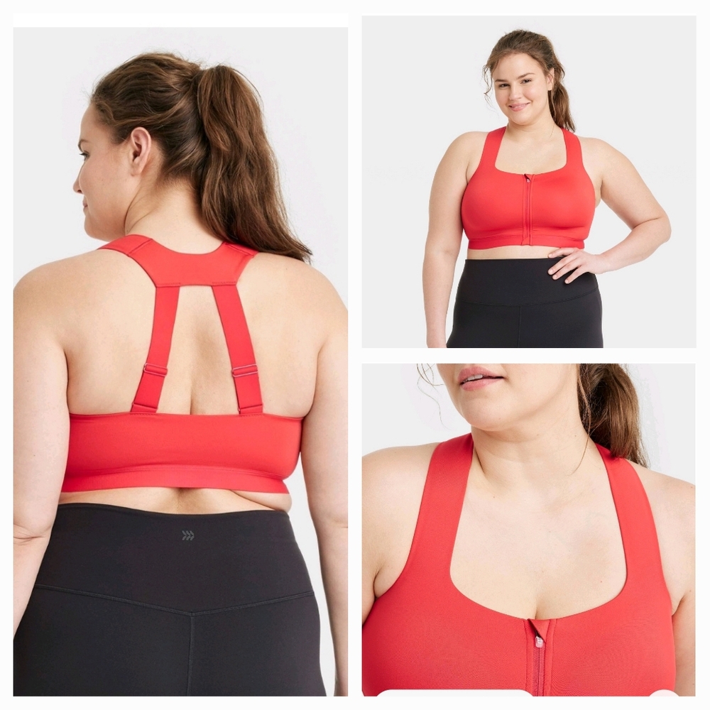 New--Women's Sculpt High Support Zip Front Sports Bra - All In Motion. 34DD